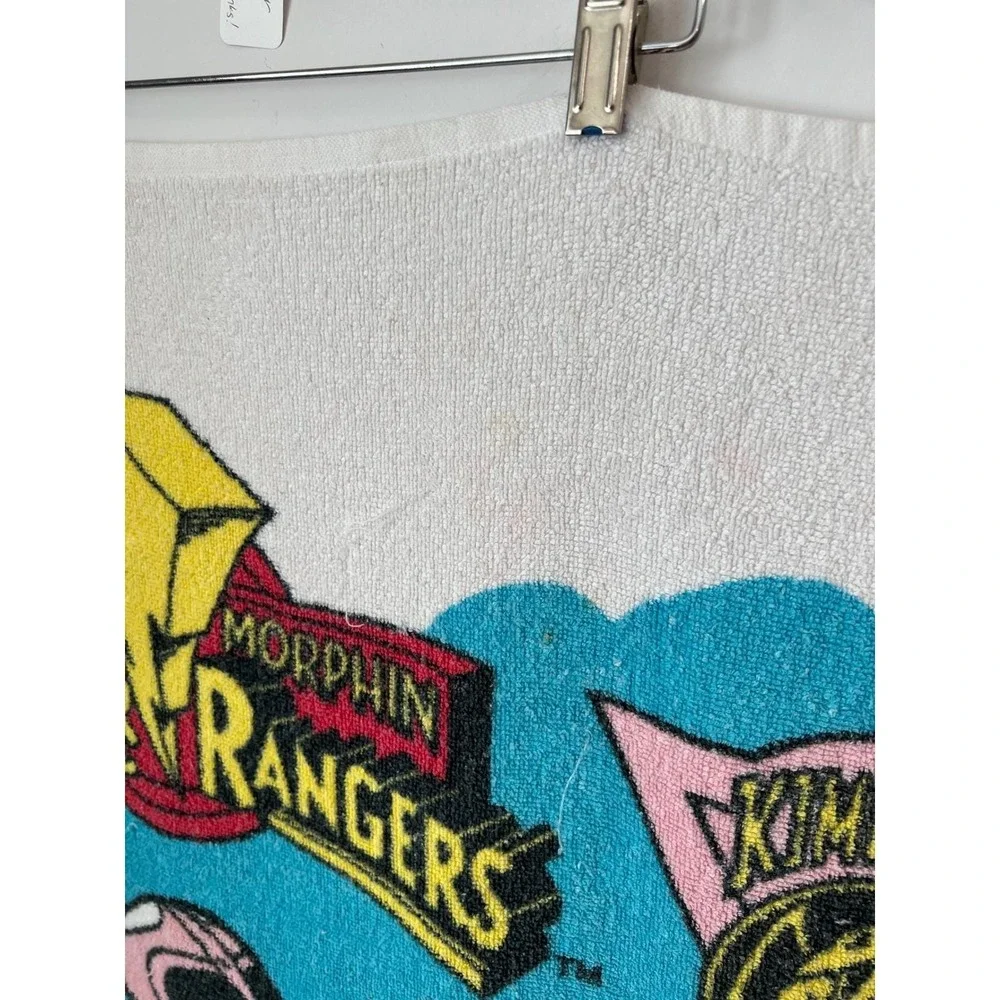 Mighty‎ Morphin Power Rangers Beach Towel White 1994 Jason Kimberly Red Pink